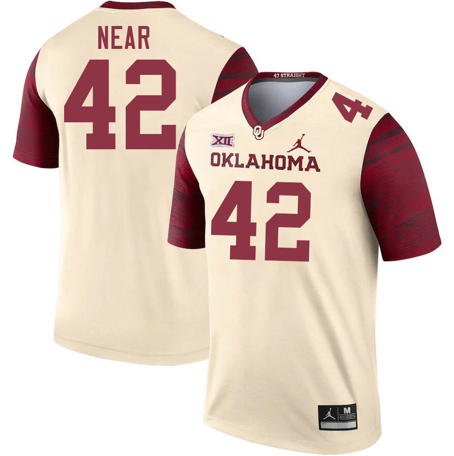 Men #42 Konnor Near Oklahoma Sooners College Football Jerseys Stitched Sale-Cream